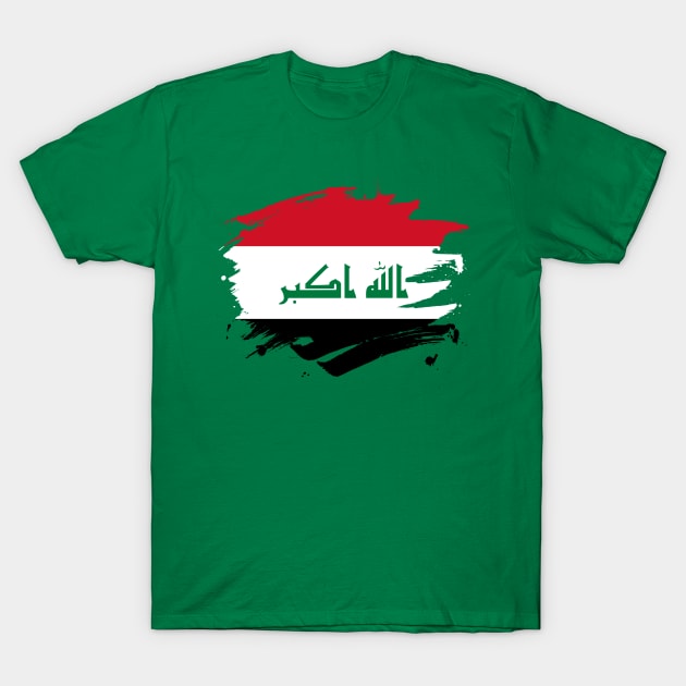 Iraq Paint Splatter Flag - Iraqi Pride Design T-Shirt by Family Heritage Gifts